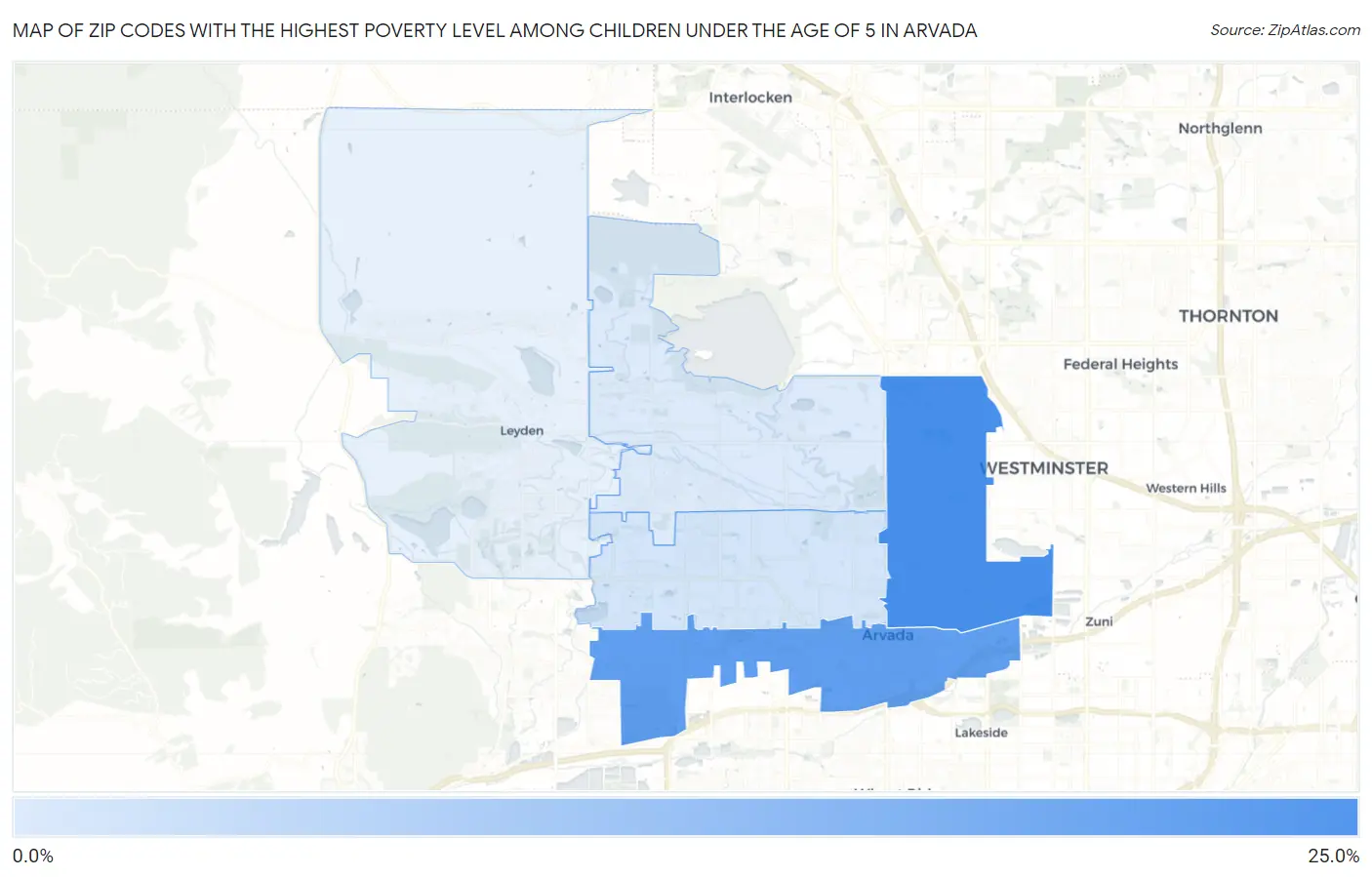 Zip Codes with the Highest Poverty Level Among Children Under the Age of 5 in Arvada Map