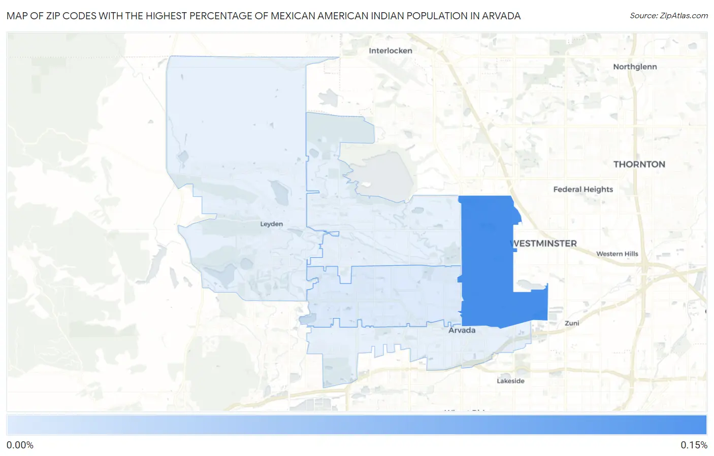 Zip Codes with the Highest Percentage of Mexican American Indian Population in Arvada Map