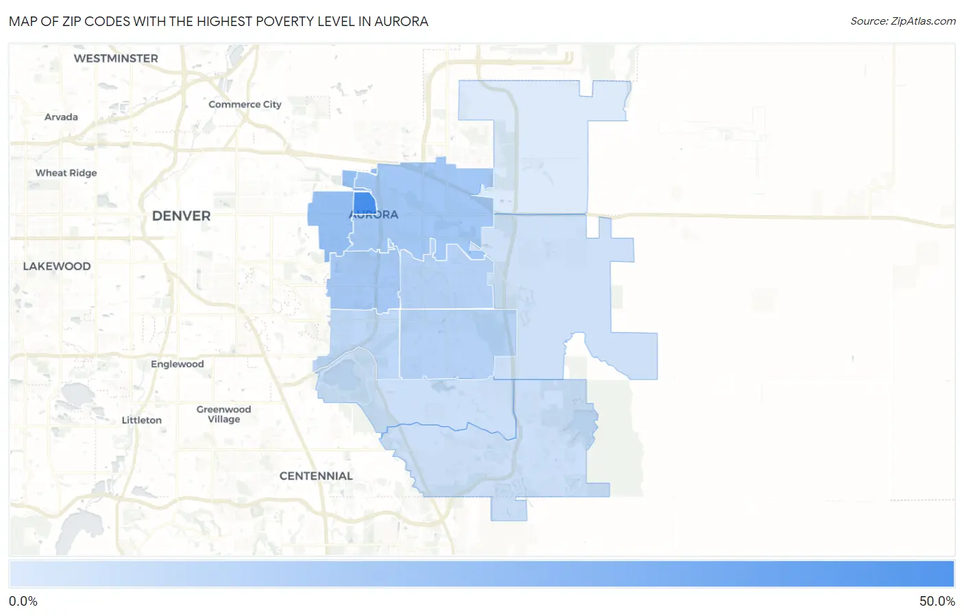Zip Codes with the Highest Poverty Level in Aurora Map