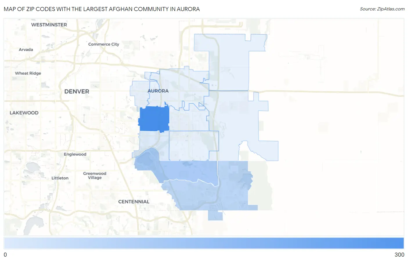 Zip Codes with the Largest Afghan Community in Aurora Map