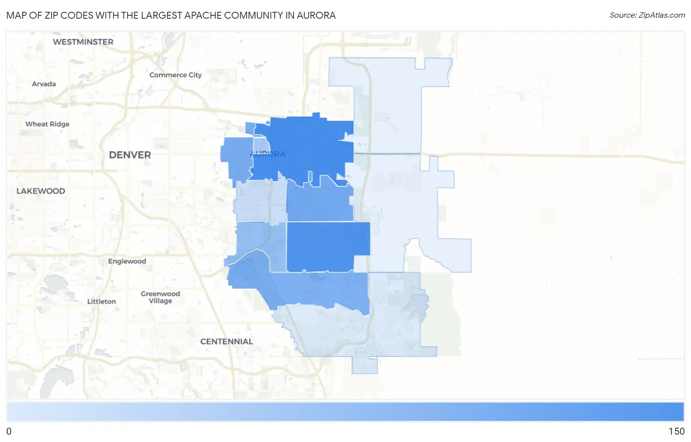 Zip Codes with the Largest Apache Community in Aurora Map