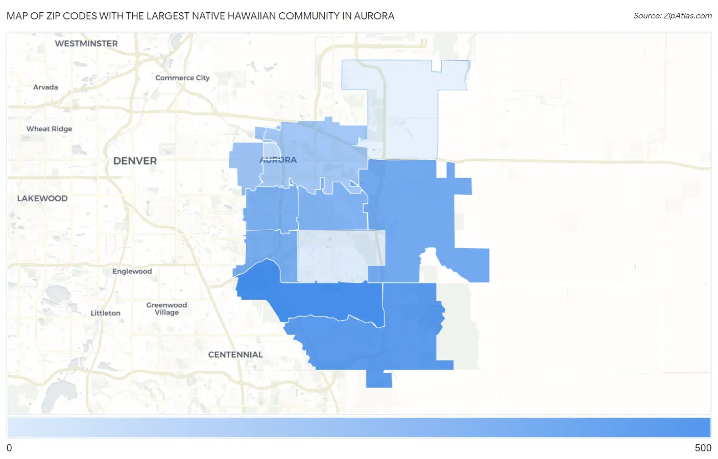 Zip Codes with the Largest Native Hawaiian Community in Aurora Map