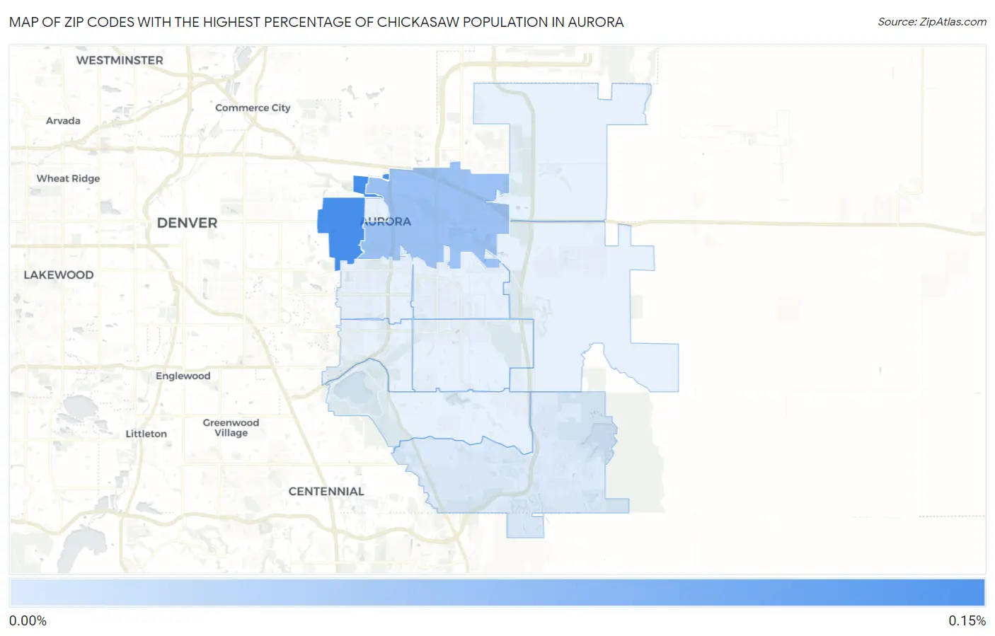 Zip Codes with the Highest Percentage of Chickasaw Population in Aurora Map