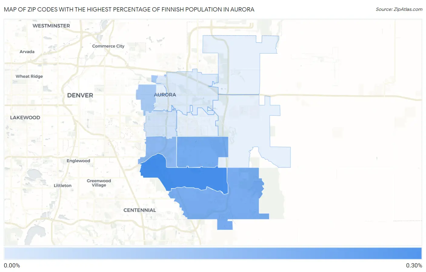 Zip Codes with the Highest Percentage of Finnish Population in Aurora Map