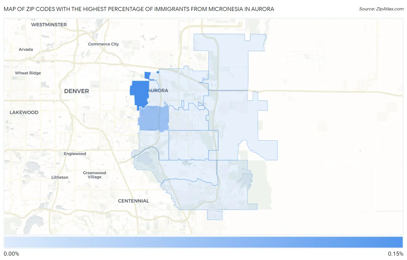 Zip Codes with the Highest Percentage of Immigrants from Micronesia in Aurora Map