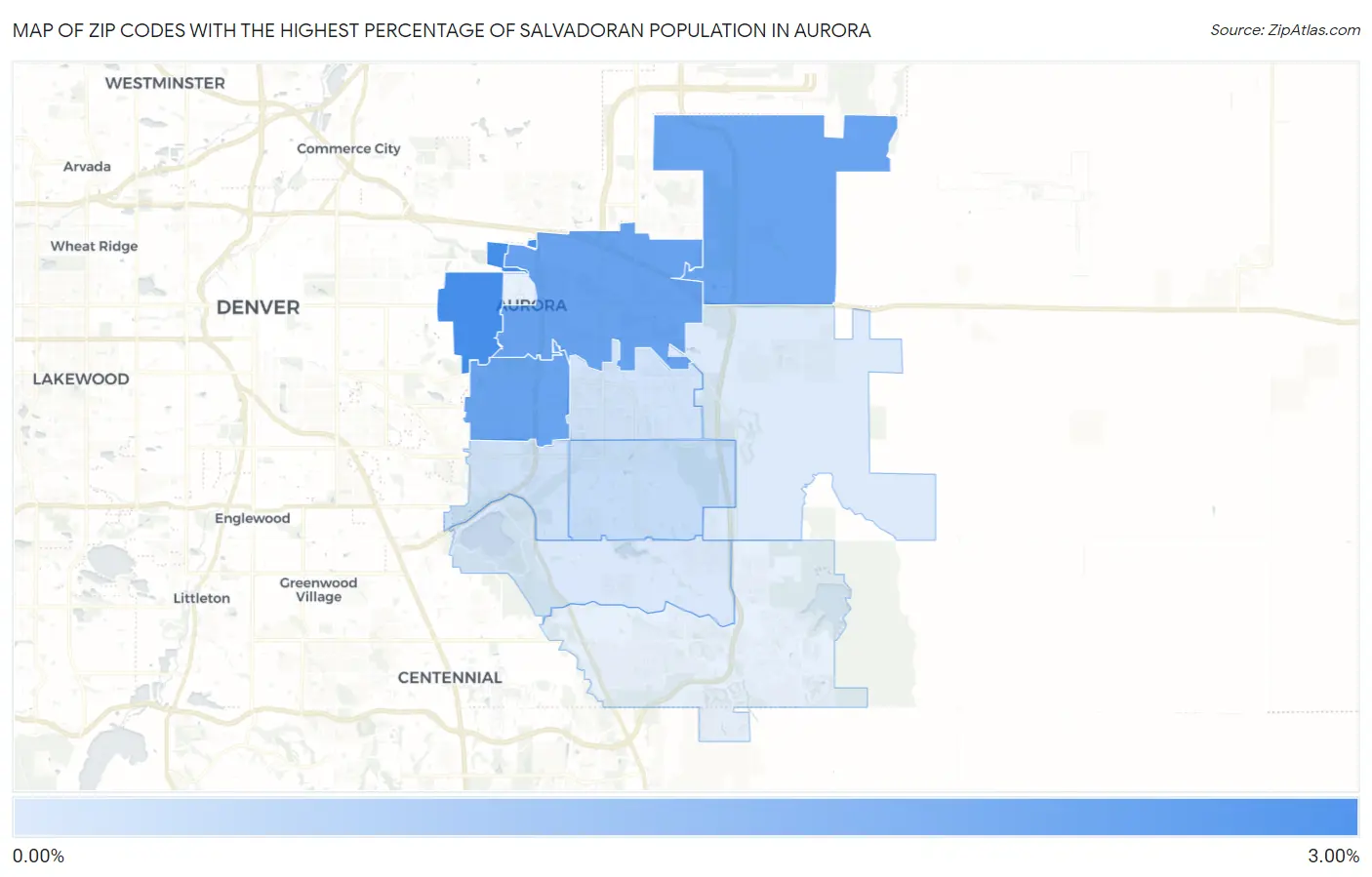 Zip Codes with the Highest Percentage of Salvadoran Population in Aurora Map