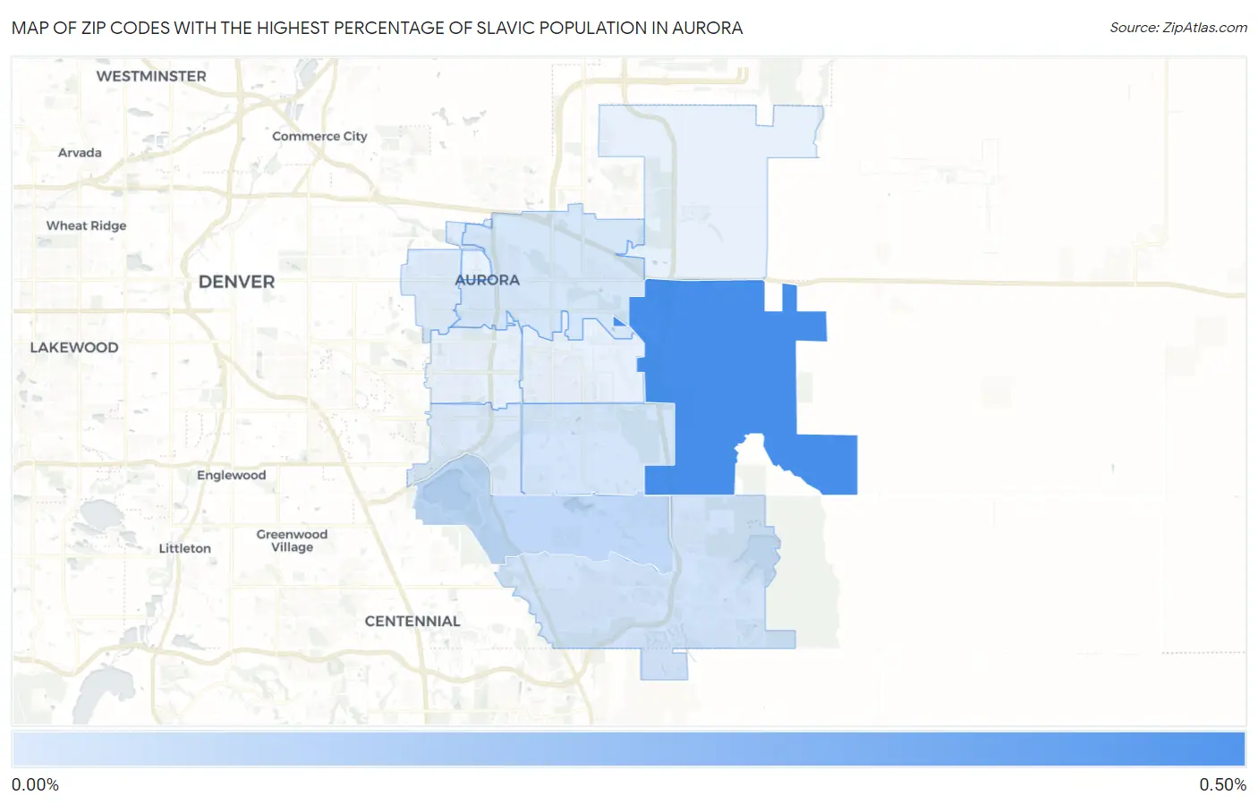 Zip Codes with the Highest Percentage of Slavic Population in Aurora Map