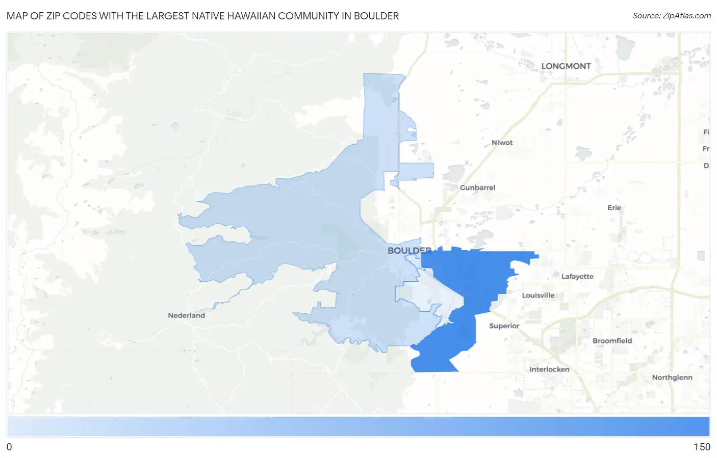 Zip Codes with the Largest Native Hawaiian Community in Boulder Map