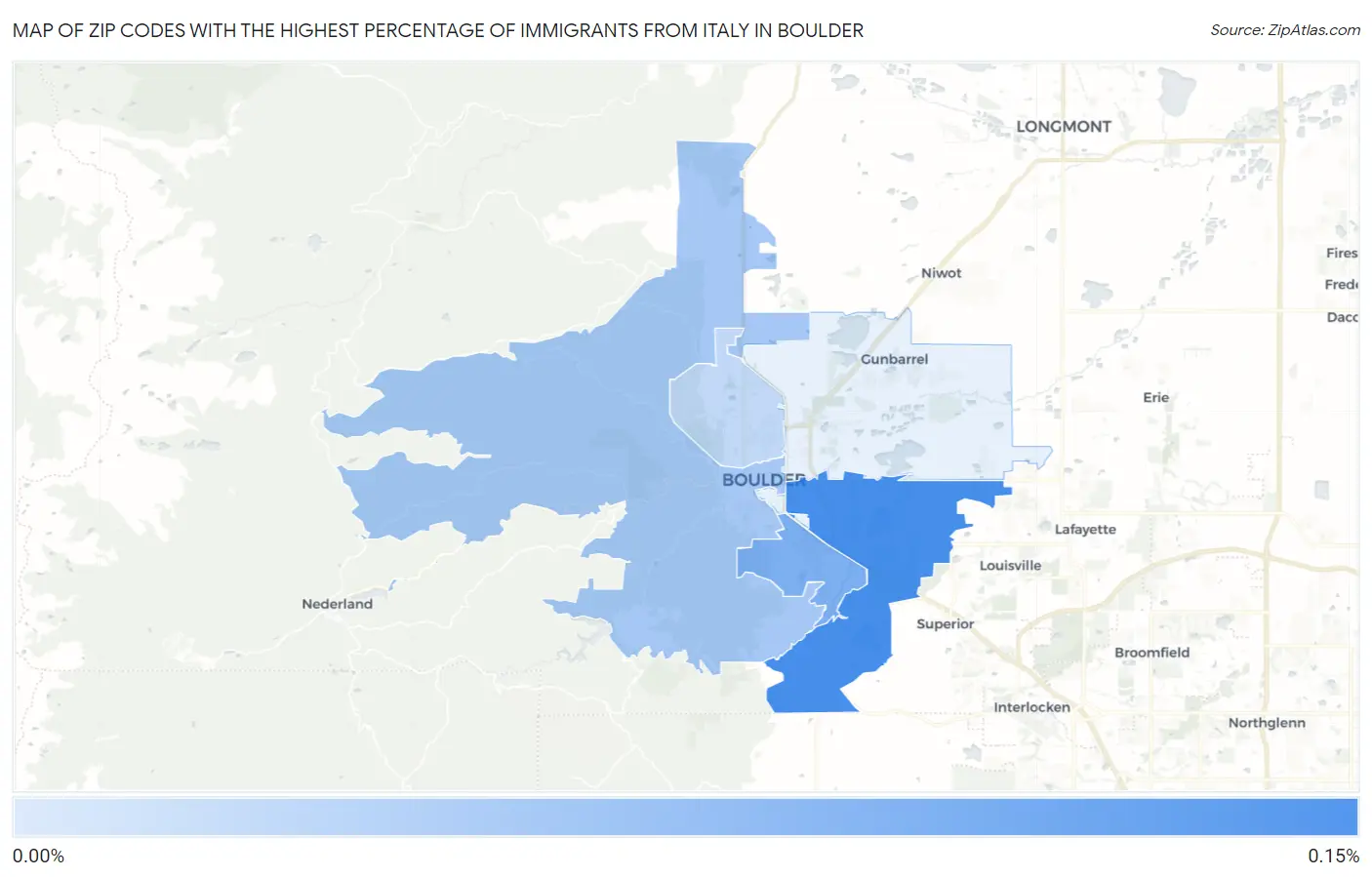 Zip Codes with the Highest Percentage of Immigrants from Italy in Boulder Map