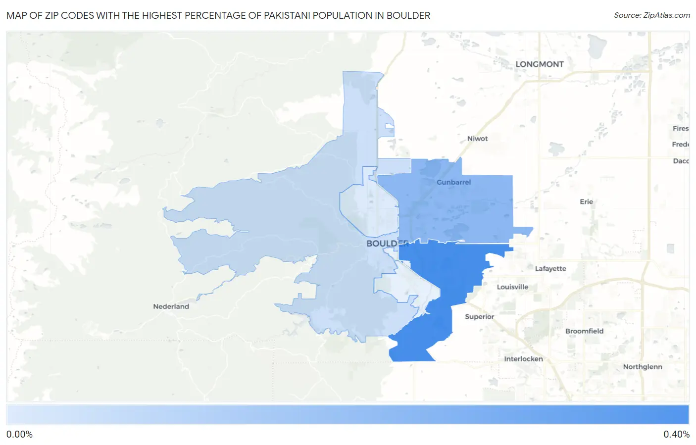 Zip Codes with the Highest Percentage of Pakistani Population in Boulder Map