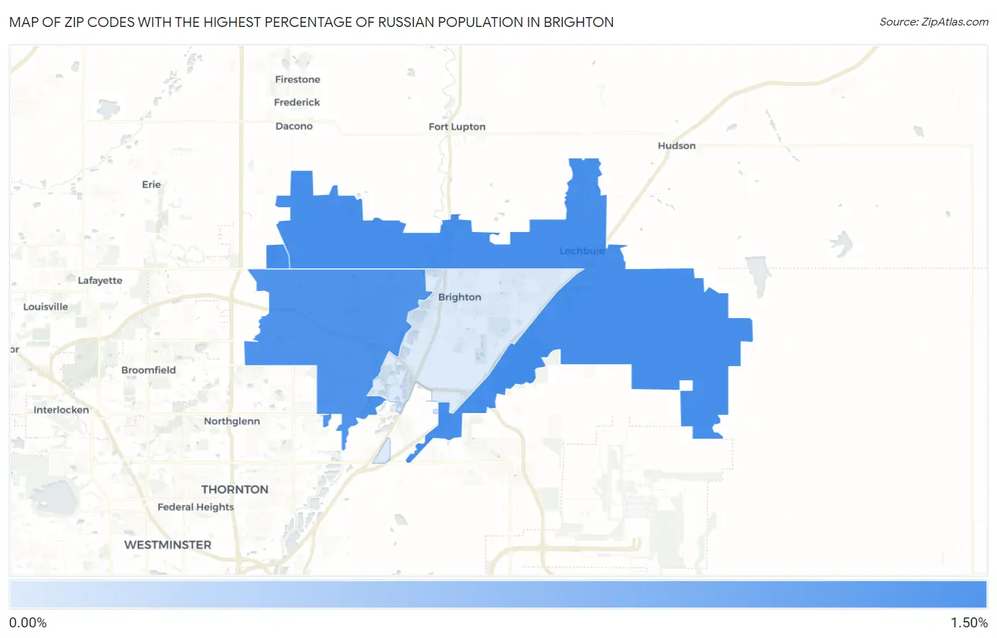 Zip Codes with the Highest Percentage of Russian Population in Brighton Map