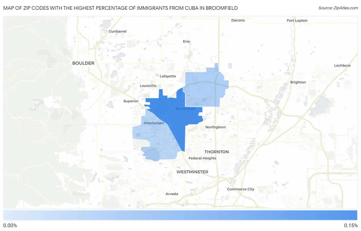 Zip Codes with the Highest Percentage of Immigrants from Cuba in Broomfield Map