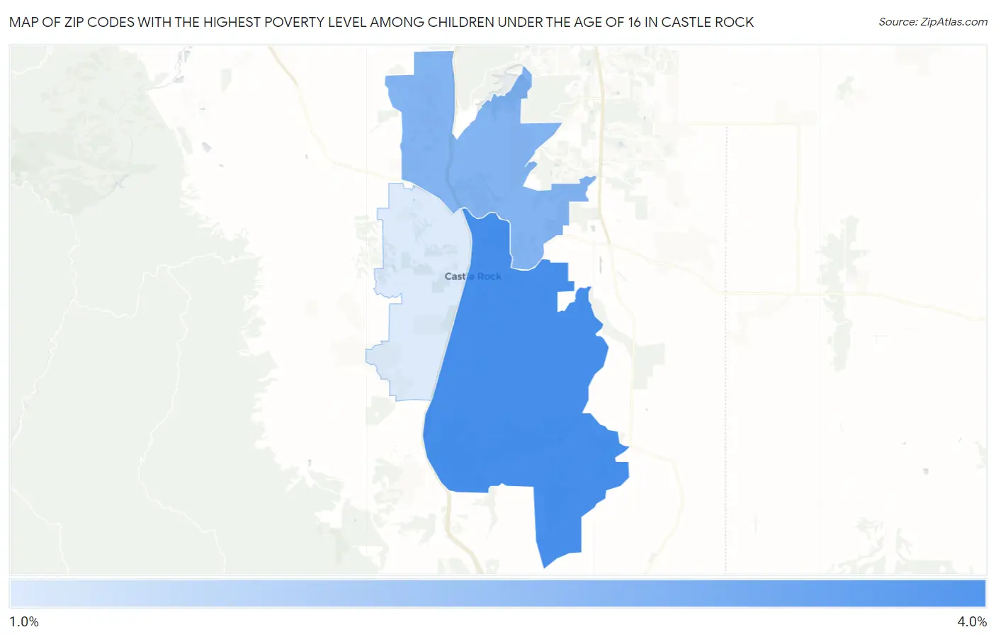 Zip Codes with the Highest Poverty Level Among Children Under the Age of 16 in Castle Rock Map