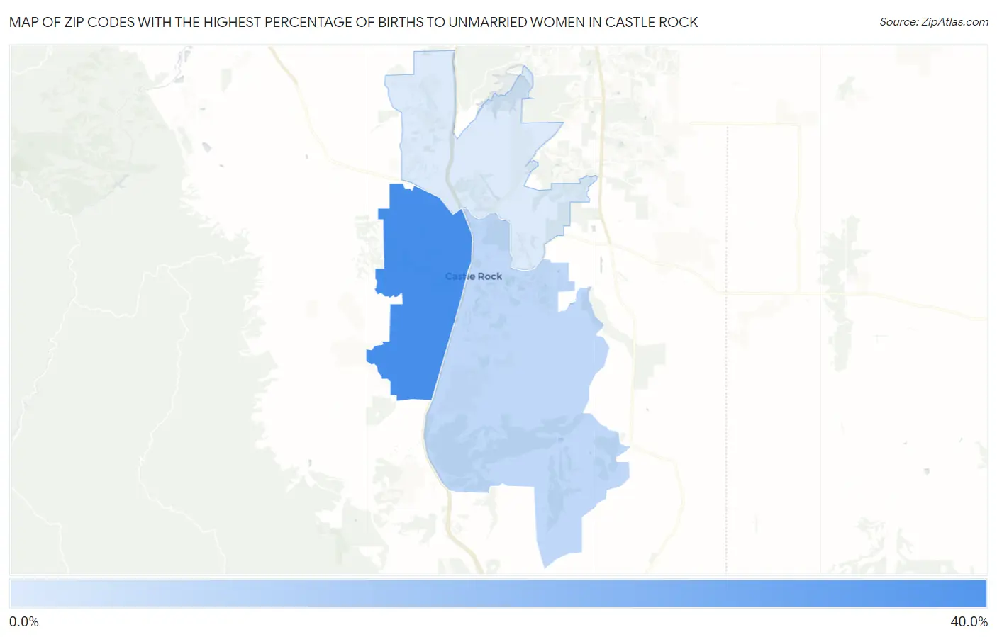 Zip Codes with the Highest Percentage of Births to Unmarried Women in Castle Rock Map