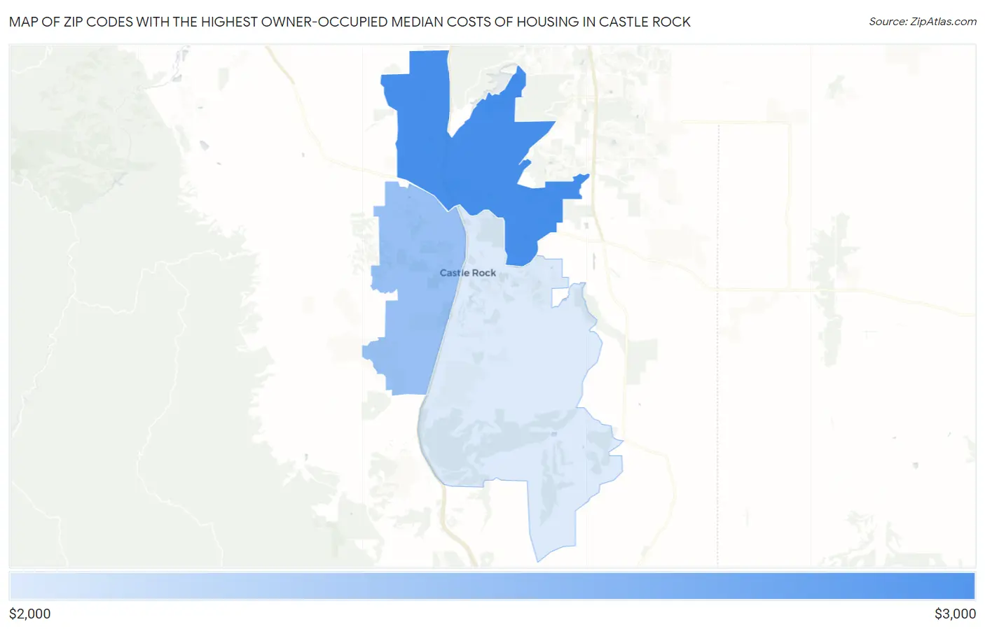 Zip Codes with the Highest Owner-Occupied Median Costs of Housing in Castle Rock Map