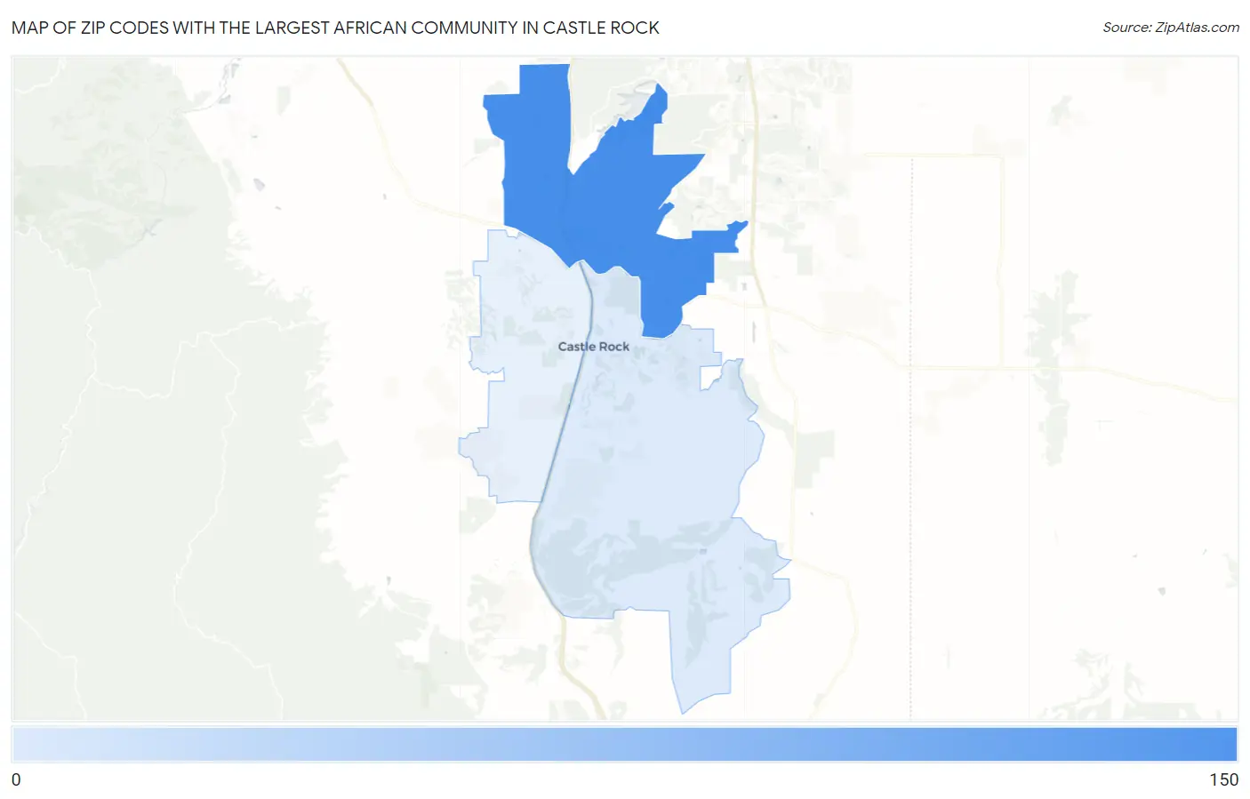 Zip Codes with the Largest African Community in Castle Rock Map