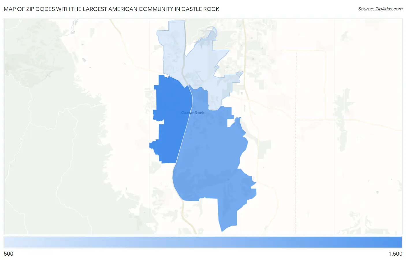 Zip Codes with the Largest American Community in Castle Rock Map