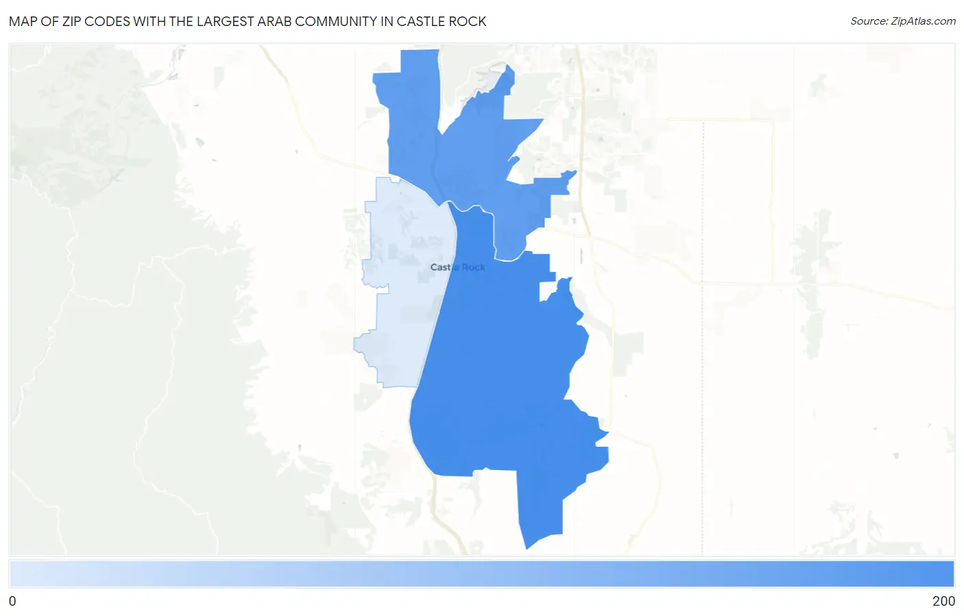 Zip Codes with the Largest Arab Community in Castle Rock Map