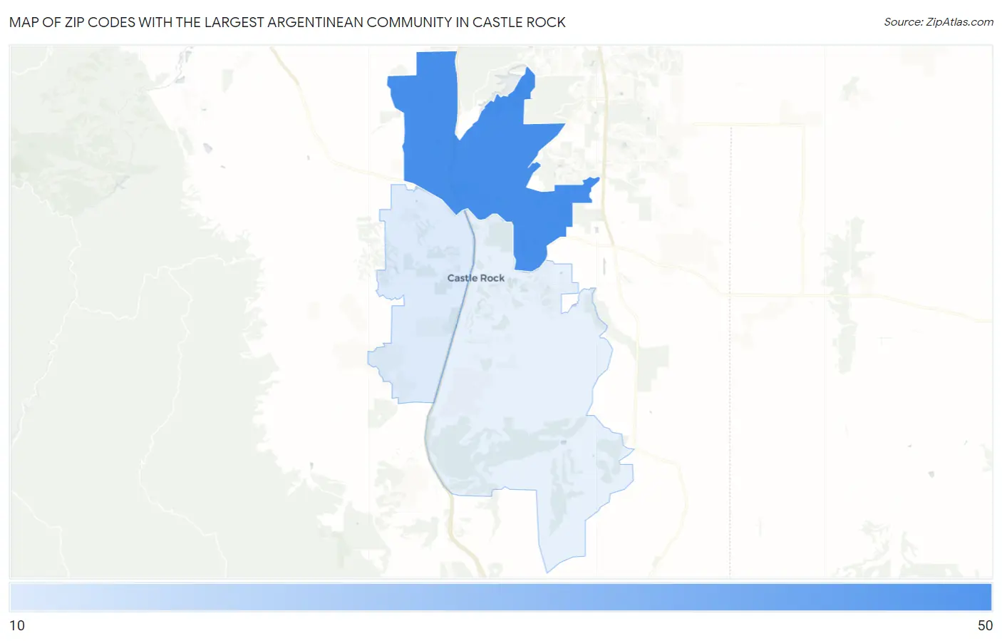 Zip Codes with the Largest Argentinean Community in Castle Rock Map