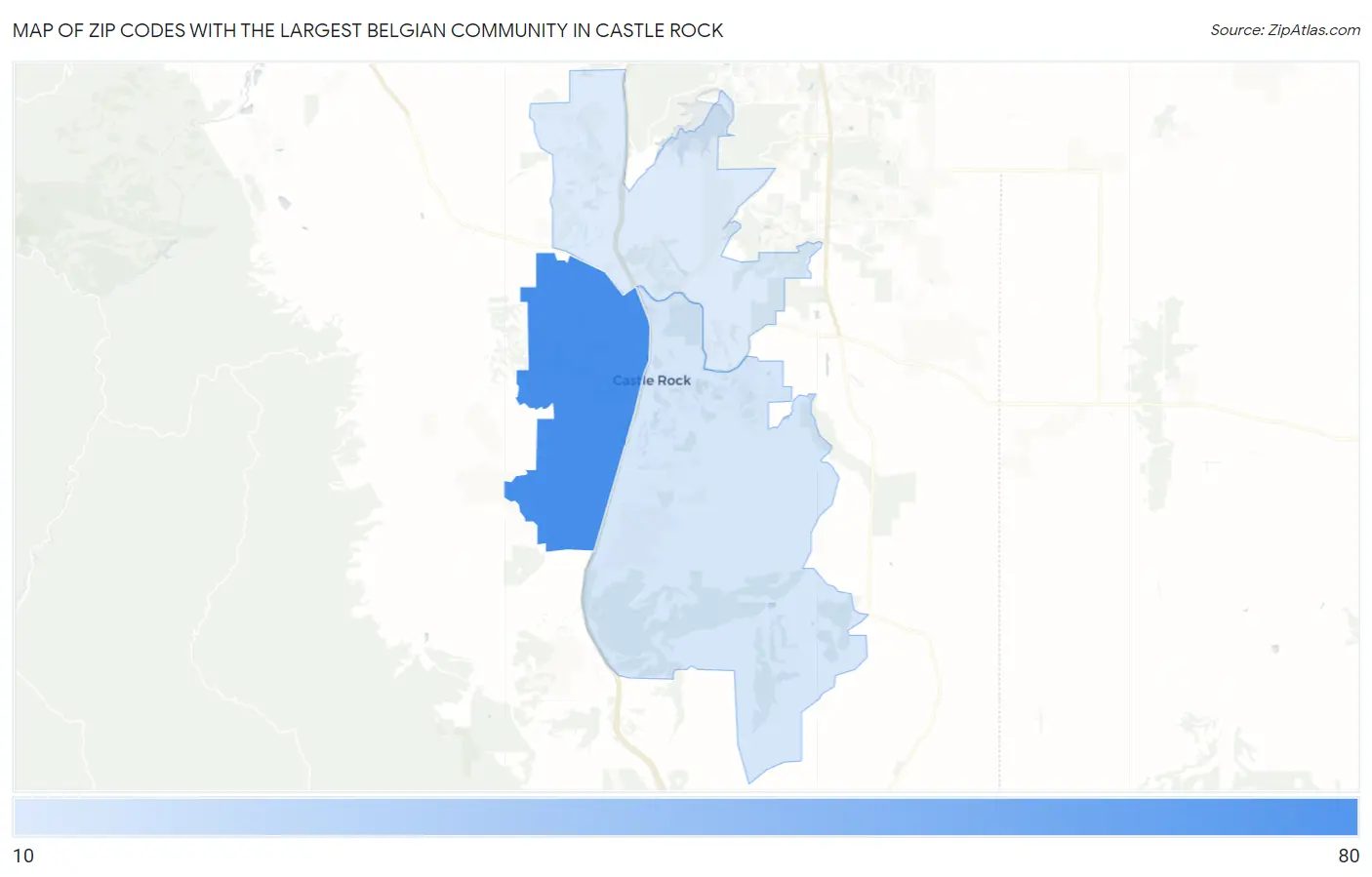 Zip Codes with the Largest Belgian Community in Castle Rock Map