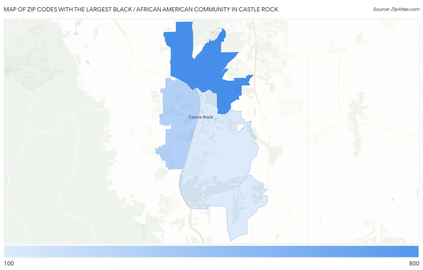 Zip Codes with the Largest Black / African American Community in Castle Rock Map