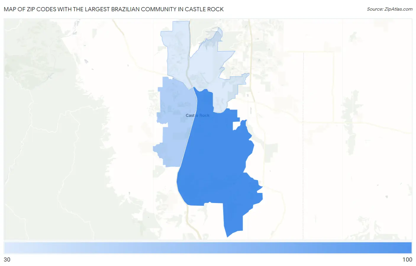 Zip Codes with the Largest Brazilian Community in Castle Rock Map