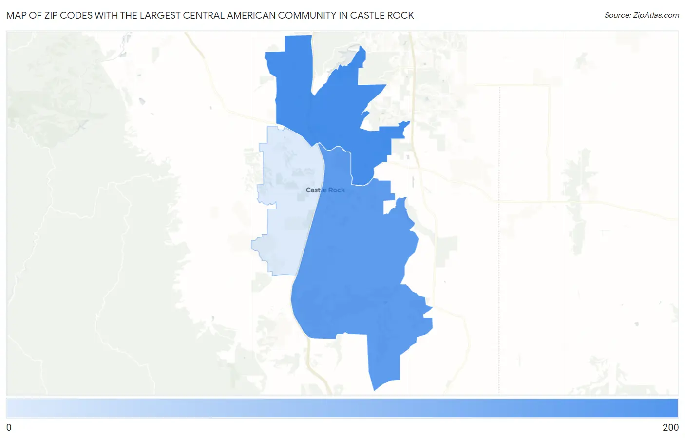 Zip Codes with the Largest Central American Community in Castle Rock Map