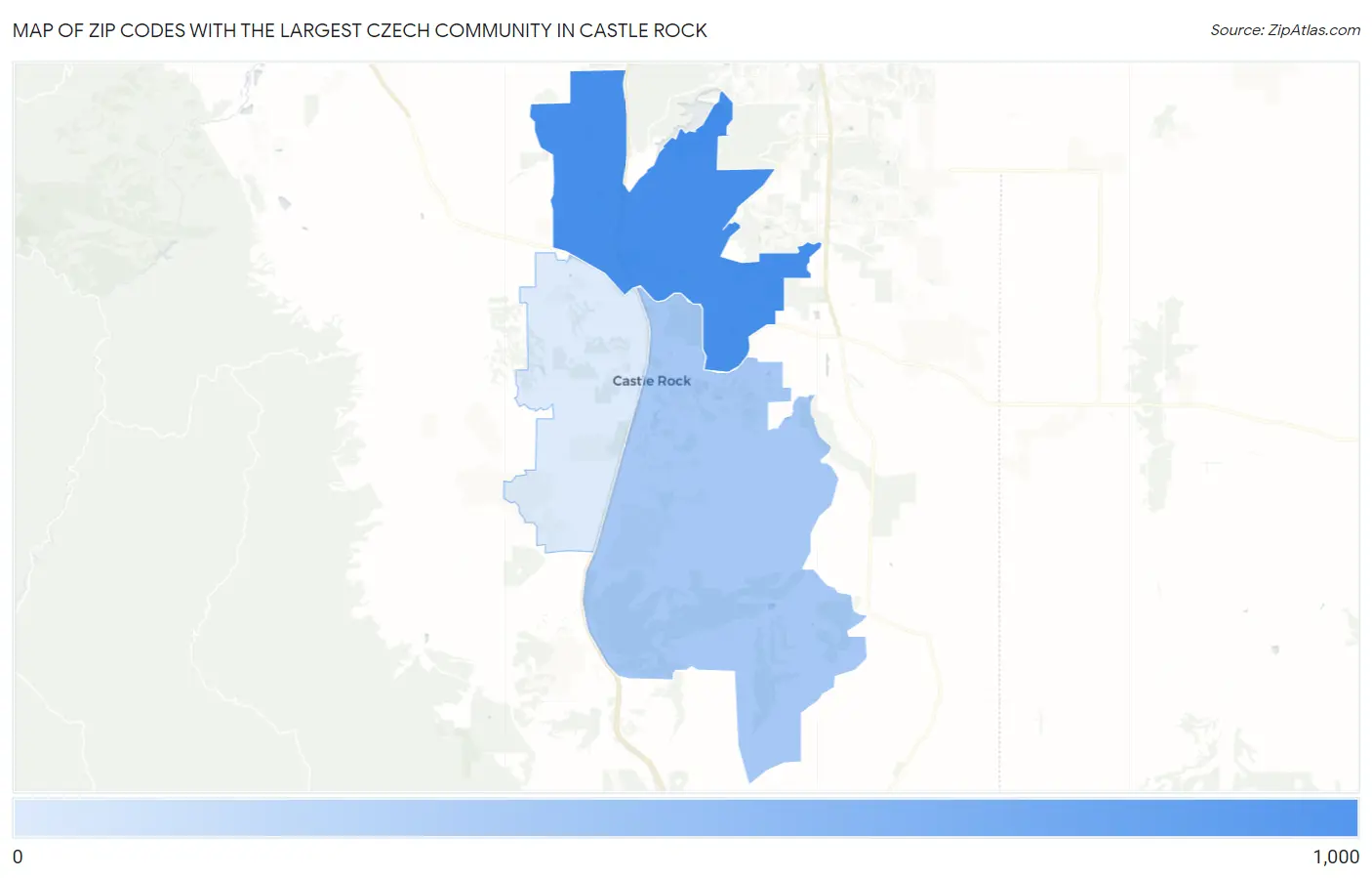 Zip Codes with the Largest Czech Community in Castle Rock Map