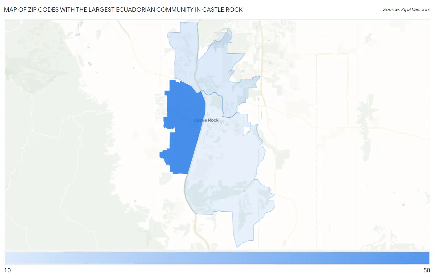 Zip Codes with the Largest Ecuadorian Community in Castle Rock Map
