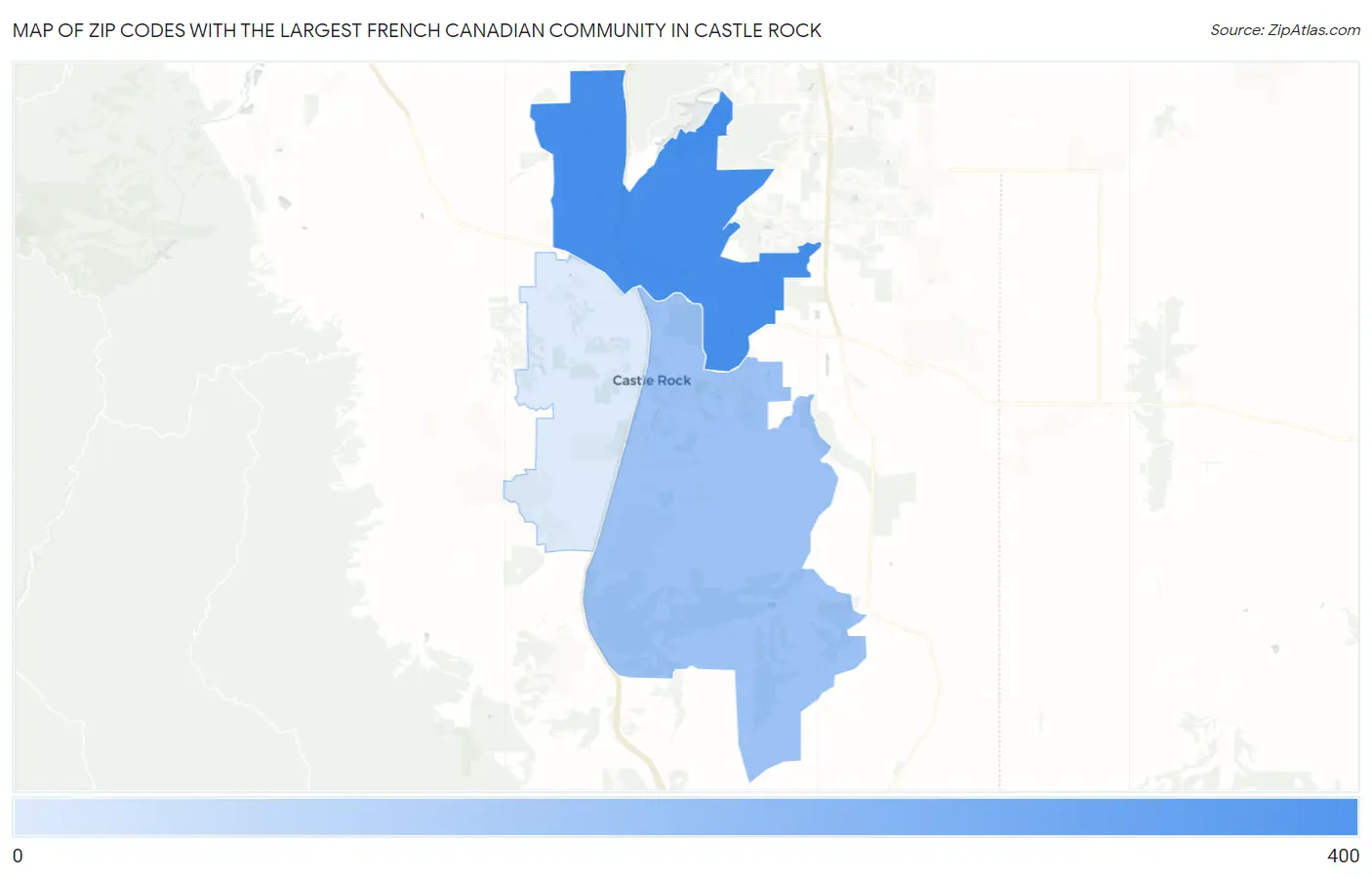 Zip Codes with the Largest French Canadian Community in Castle Rock Map