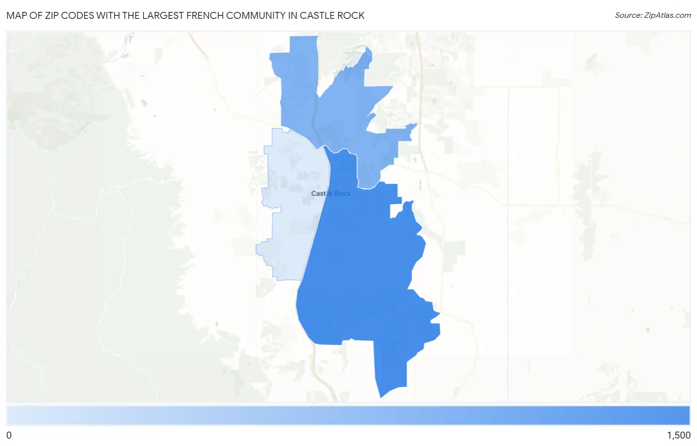 Zip Codes with the Largest French Community in Castle Rock Map