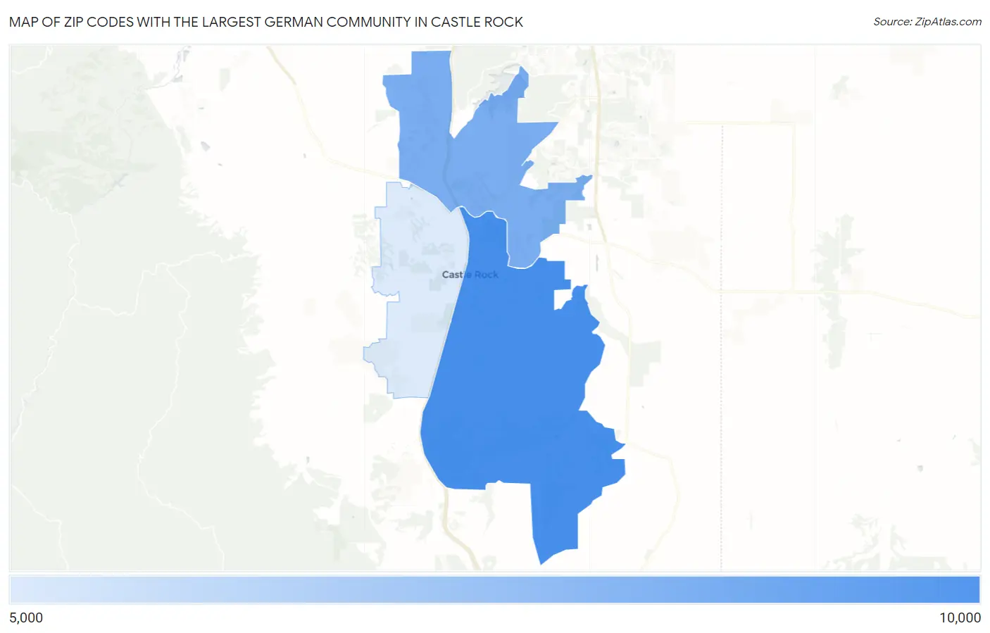 Zip Codes with the Largest German Community in Castle Rock Map
