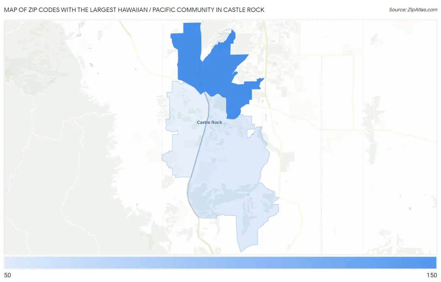 Zip Codes with the Largest Hawaiian / Pacific Community in Castle Rock Map