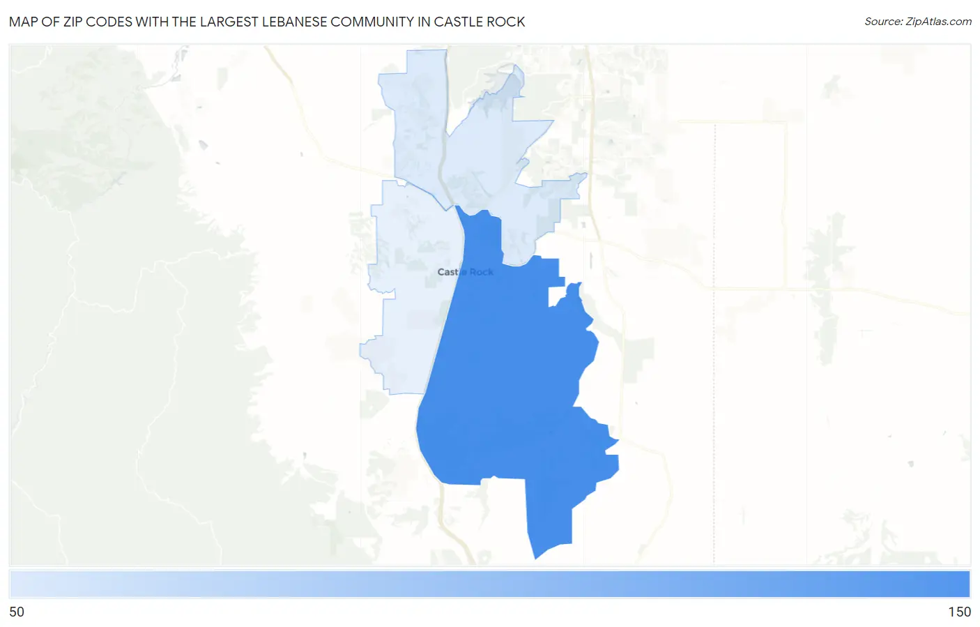 Zip Codes with the Largest Lebanese Community in Castle Rock Map