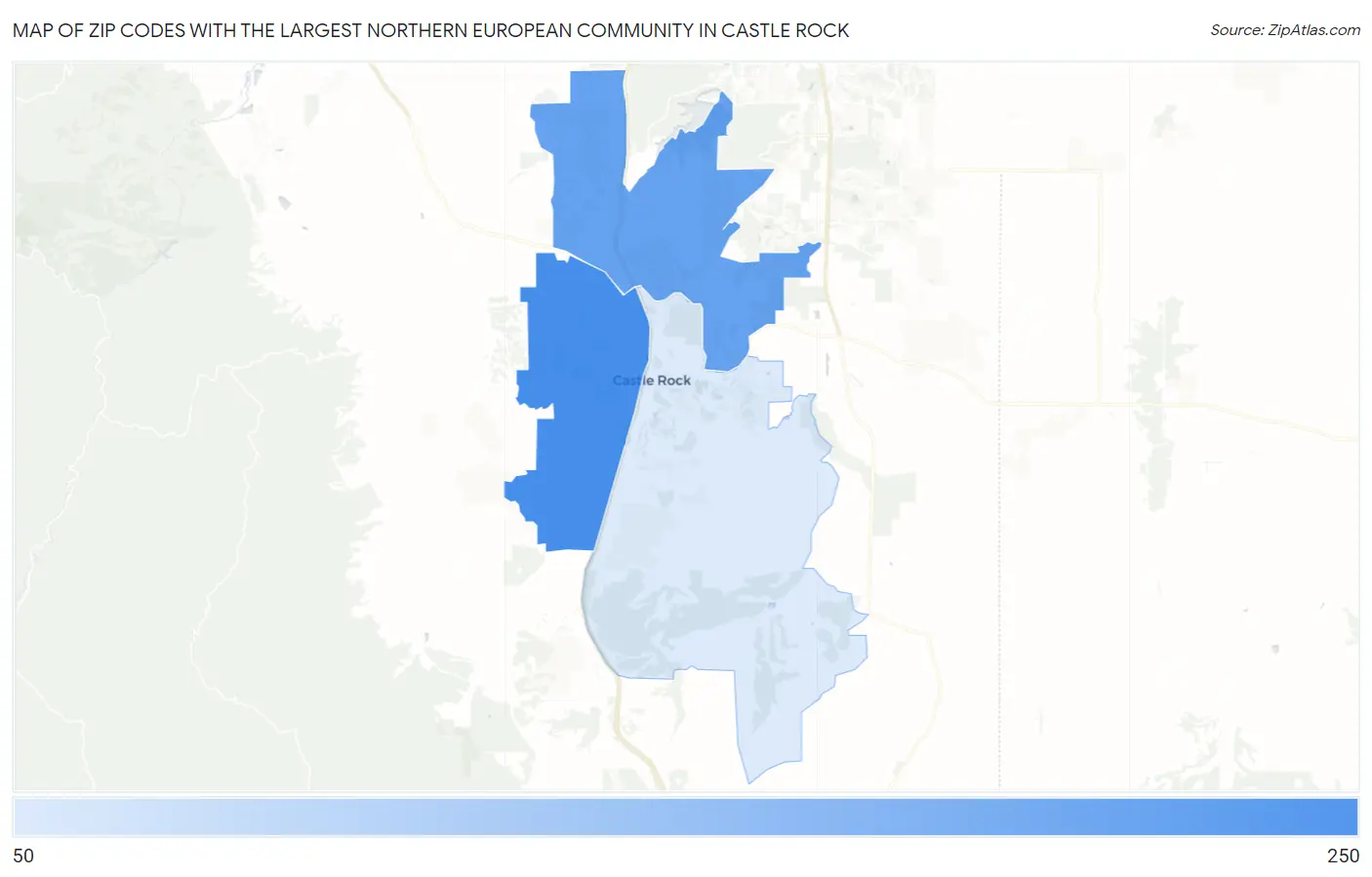Zip Codes with the Largest Northern European Community in Castle Rock Map