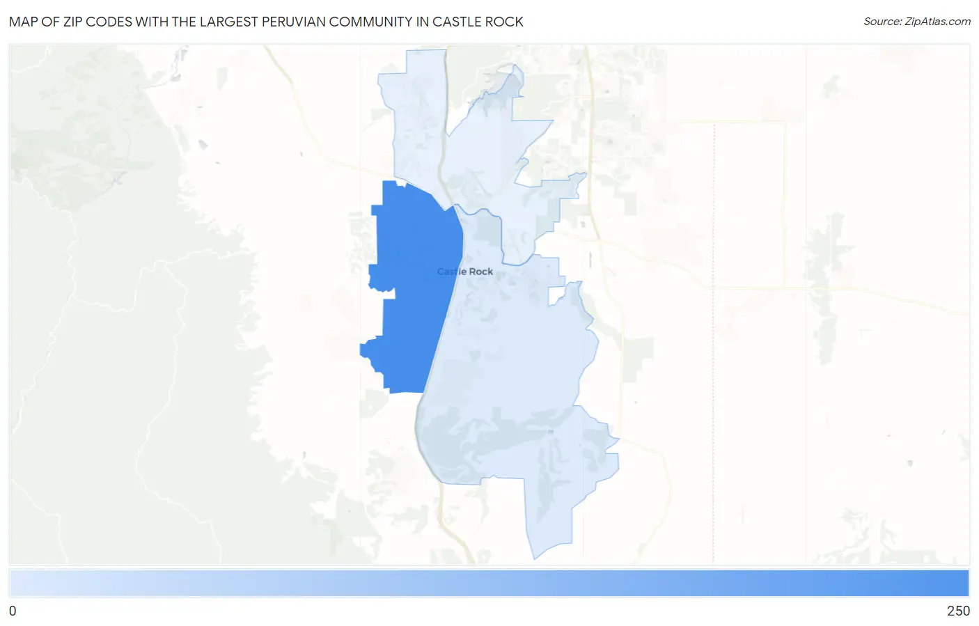 Zip Codes with the Largest Peruvian Community in Castle Rock Map