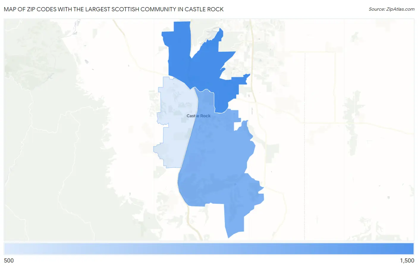 Zip Codes with the Largest Scottish Community in Castle Rock Map