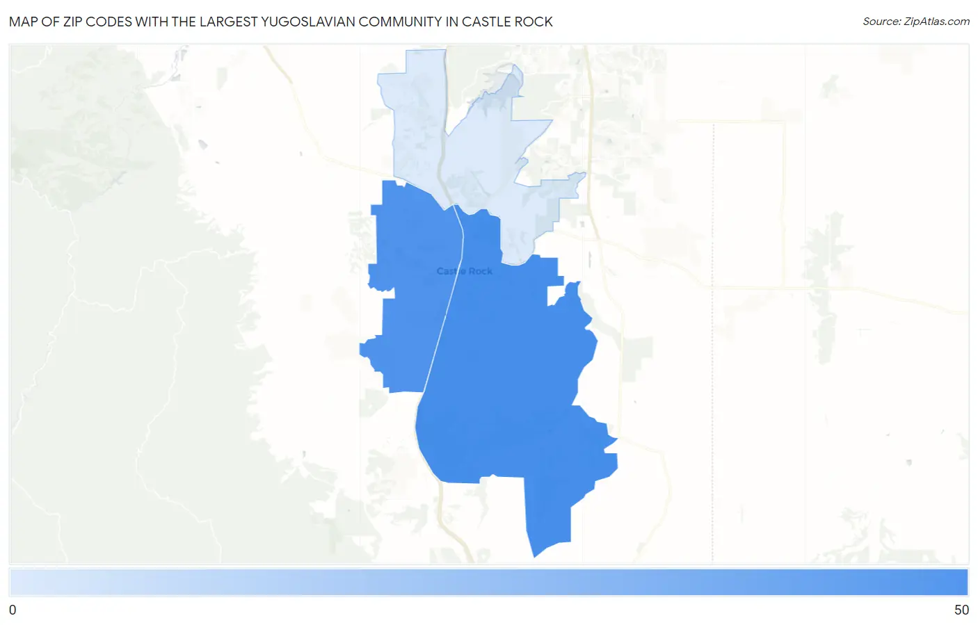 Zip Codes with the Largest Yugoslavian Community in Castle Rock Map