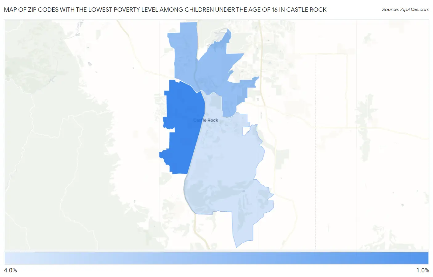 Zip Codes with the Lowest Poverty Level Among Children Under the Age of 16 in Castle Rock Map