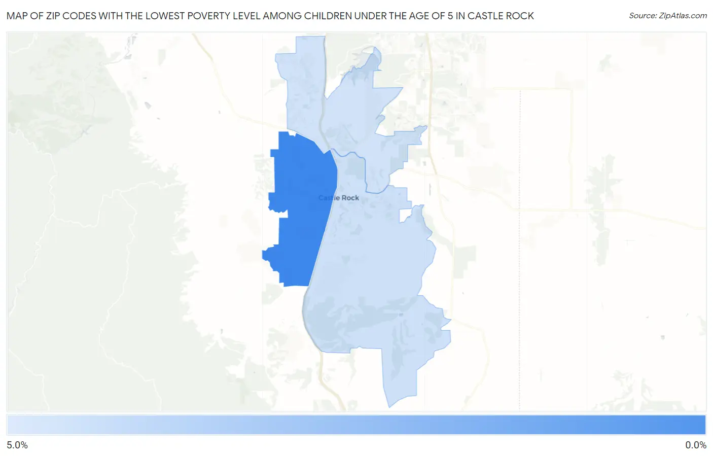 Zip Codes with the Lowest Poverty Level Among Children Under the Age of 5 in Castle Rock Map