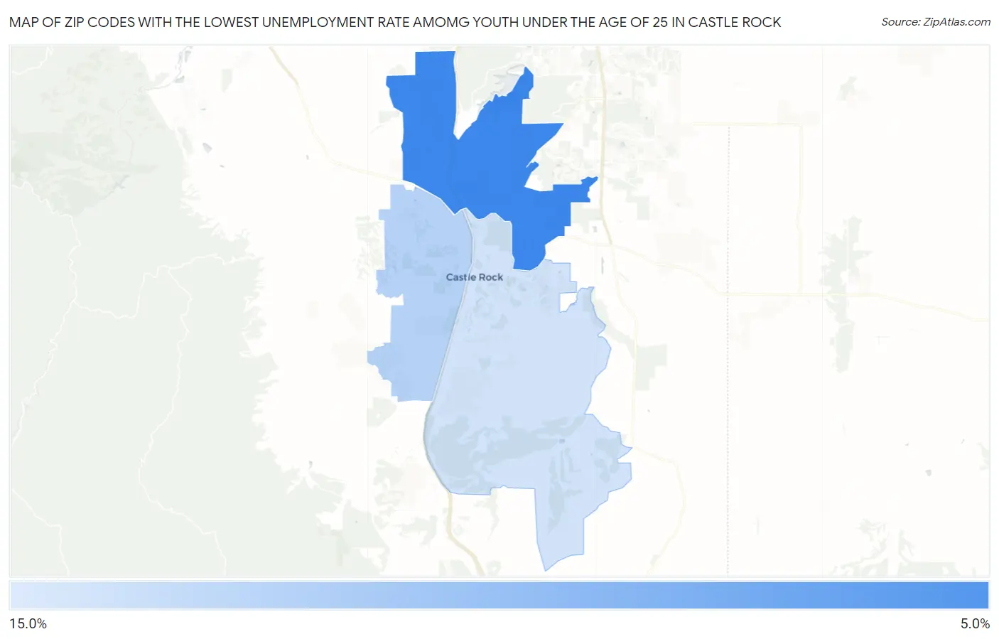 Zip Codes with the Lowest Unemployment Rate Amomg Youth Under the Age of 25 in Castle Rock Map
