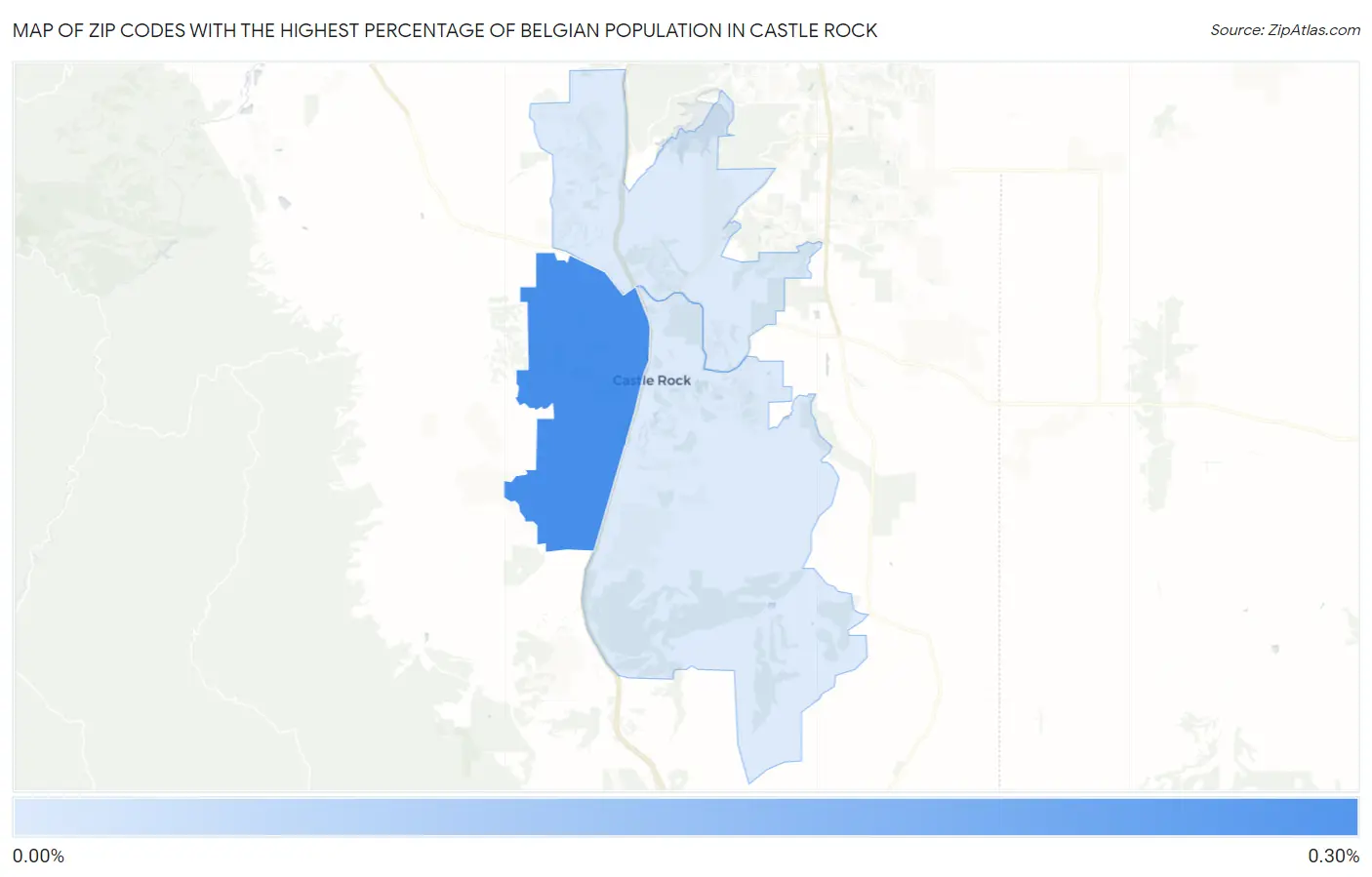 Zip Codes with the Highest Percentage of Belgian Population in Castle Rock Map