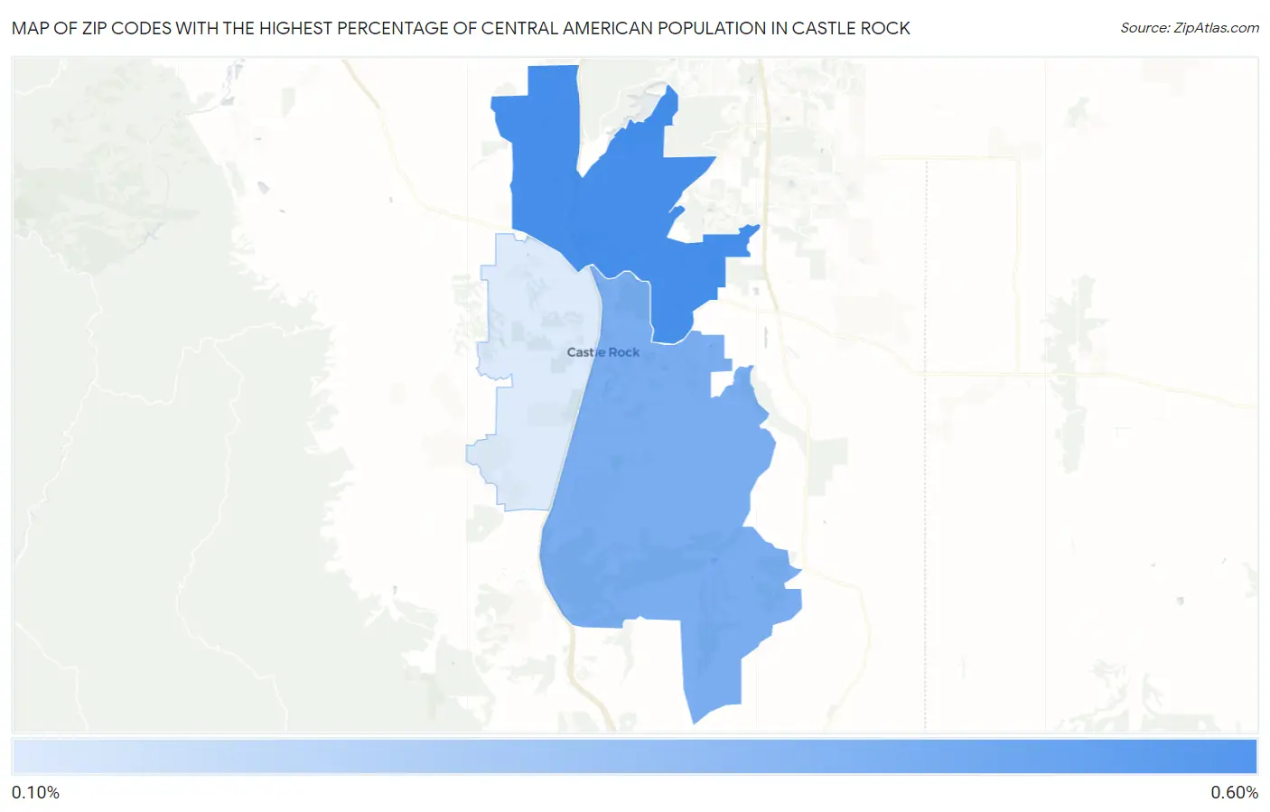 Zip Codes with the Highest Percentage of Central American Population in Castle Rock Map
