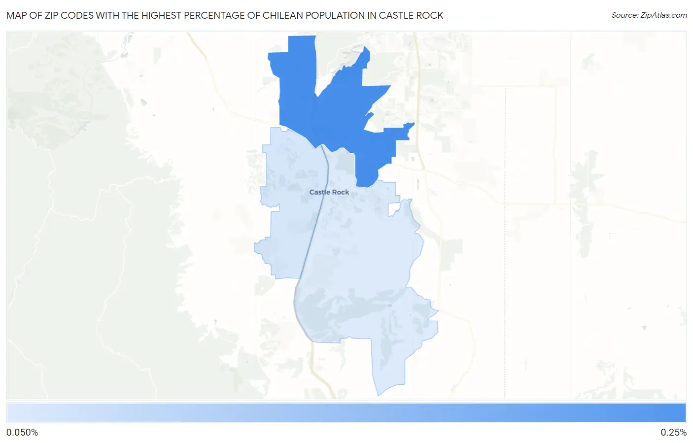 Zip Codes with the Highest Percentage of Chilean Population in Castle Rock Map