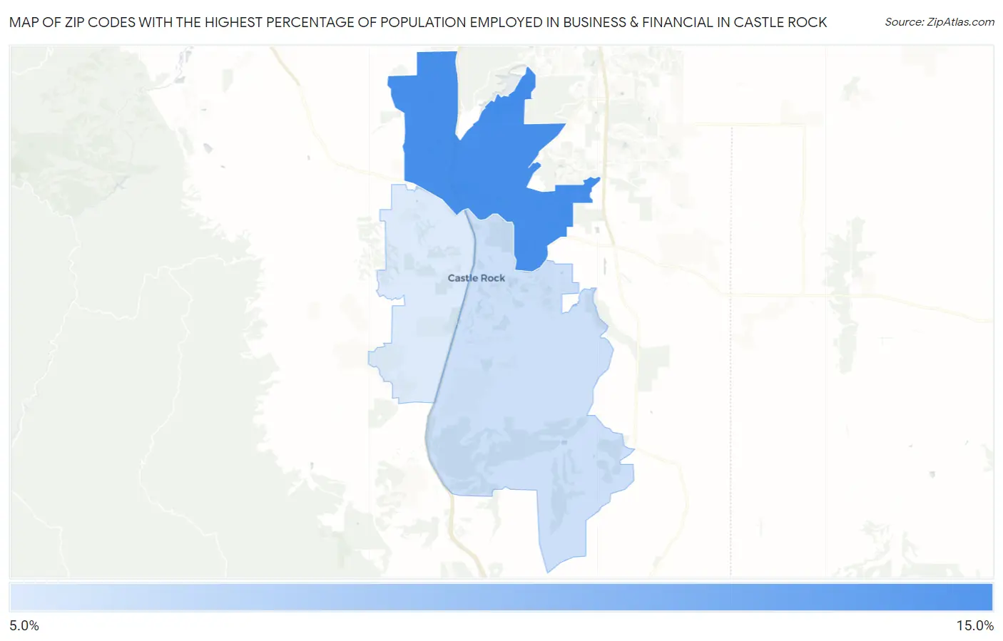 Zip Codes with the Highest Percentage of Population Employed in Business & Financial in Castle Rock Map