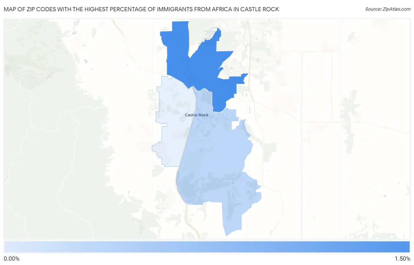 Zip Codes with the Highest Percentage of Immigrants from Africa in Castle Rock Map