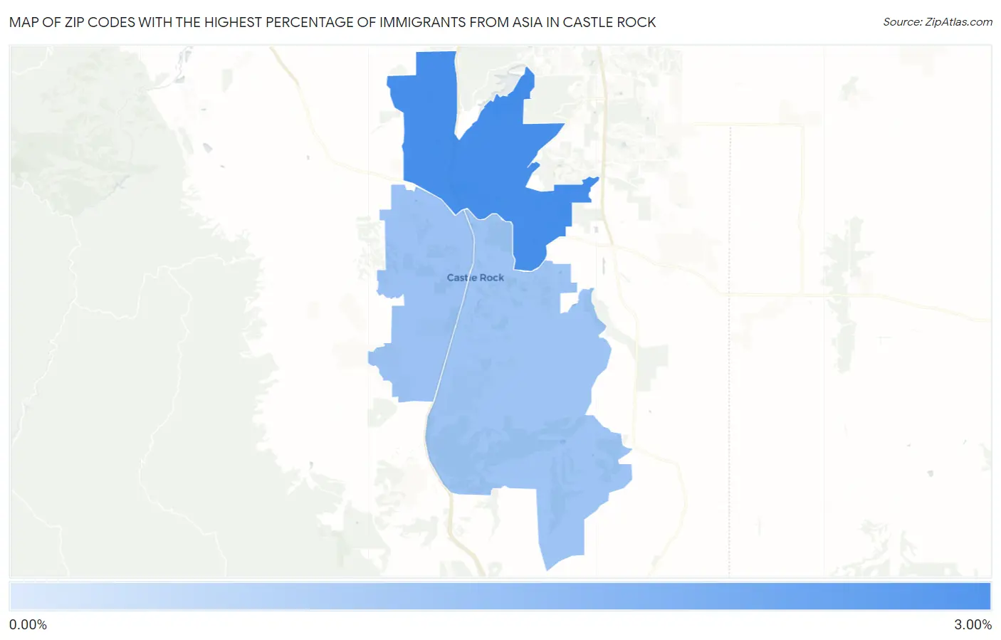 Zip Codes with the Highest Percentage of Immigrants from Asia in Castle Rock Map