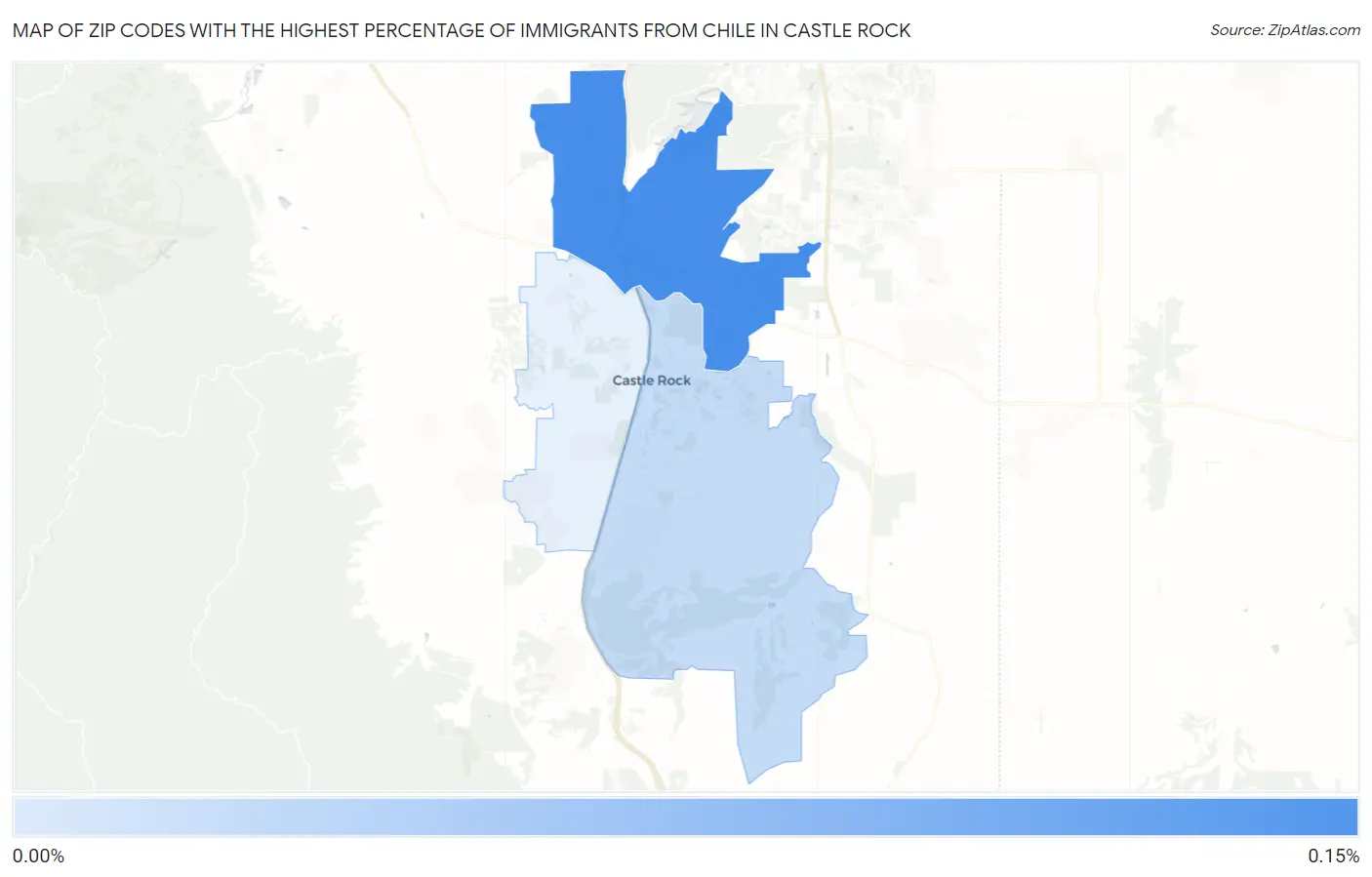 Zip Codes with the Highest Percentage of Immigrants from Chile in Castle Rock Map