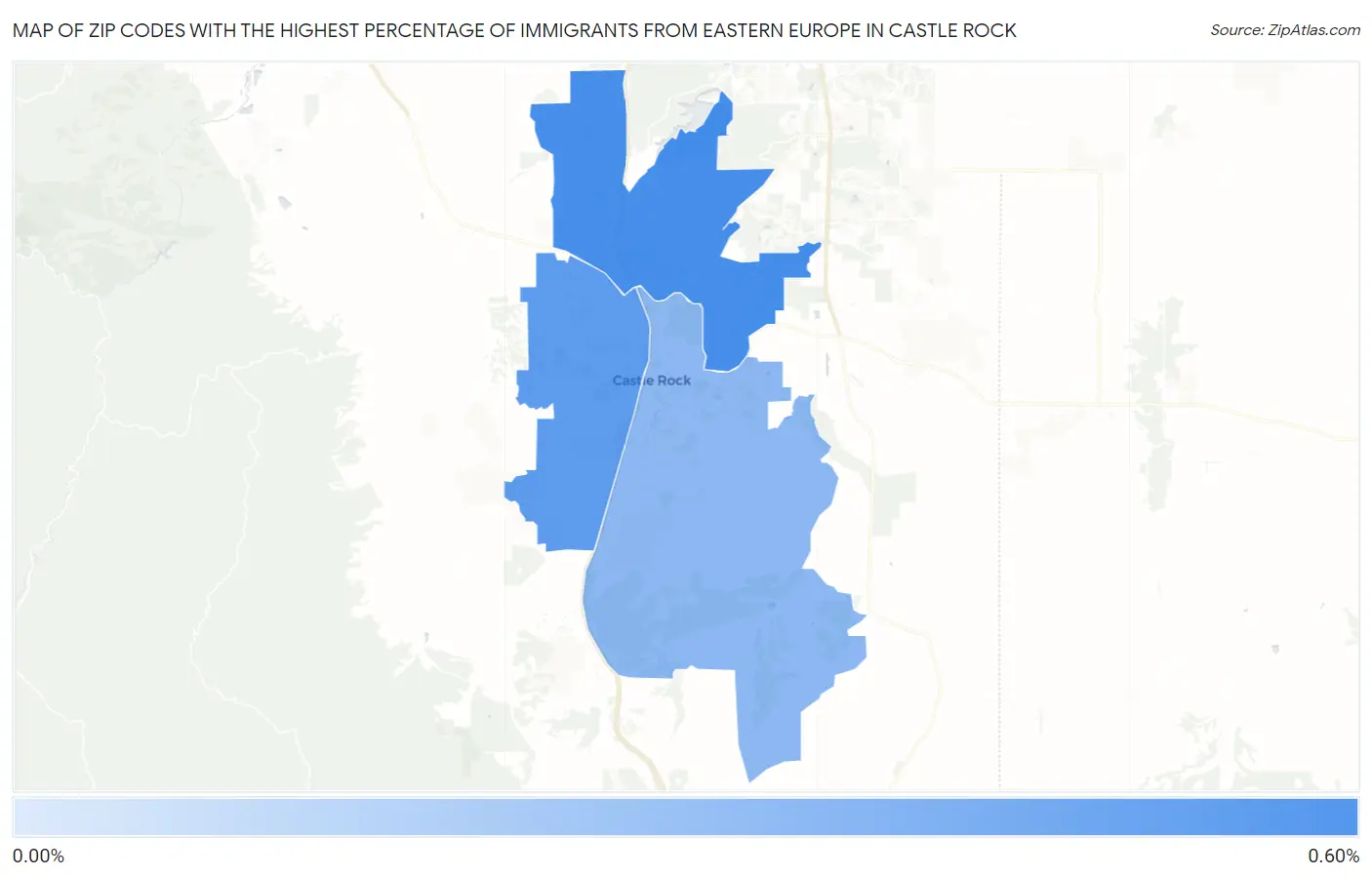 Zip Codes with the Highest Percentage of Immigrants from Eastern Europe in Castle Rock Map