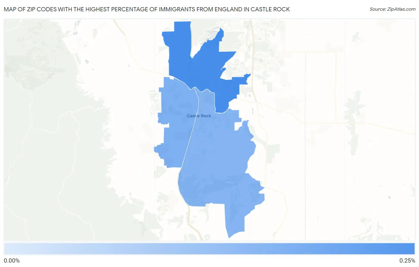 Zip Codes with the Highest Percentage of Immigrants from England in Castle Rock Map